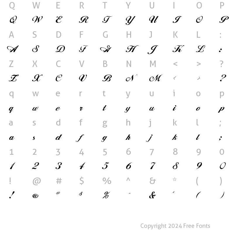 Character Map of FZ SCRIPT 12 Normal