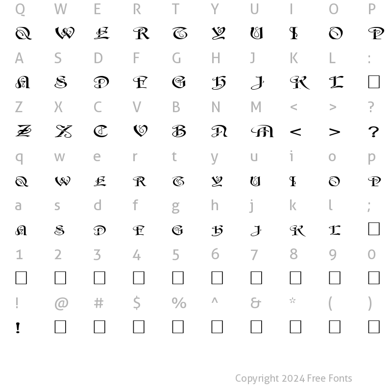 Character Map of FZ SCRIPT 14 EX Normal