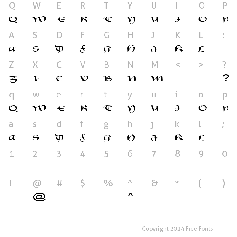 Character Map of FZ SCRIPT 19 EX Normal