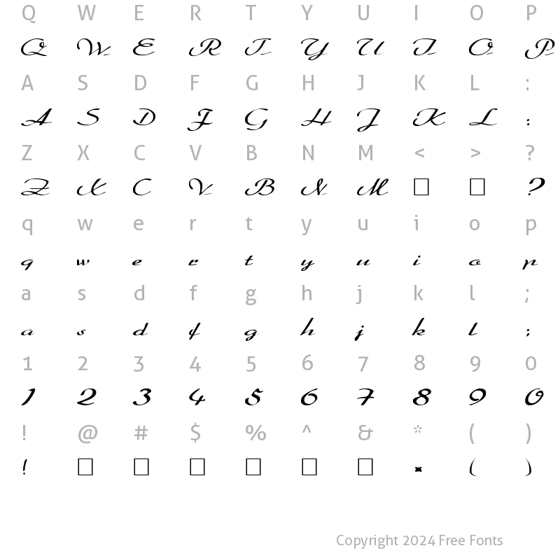 Character Map of FZ SCRIPT 20 EX Normal