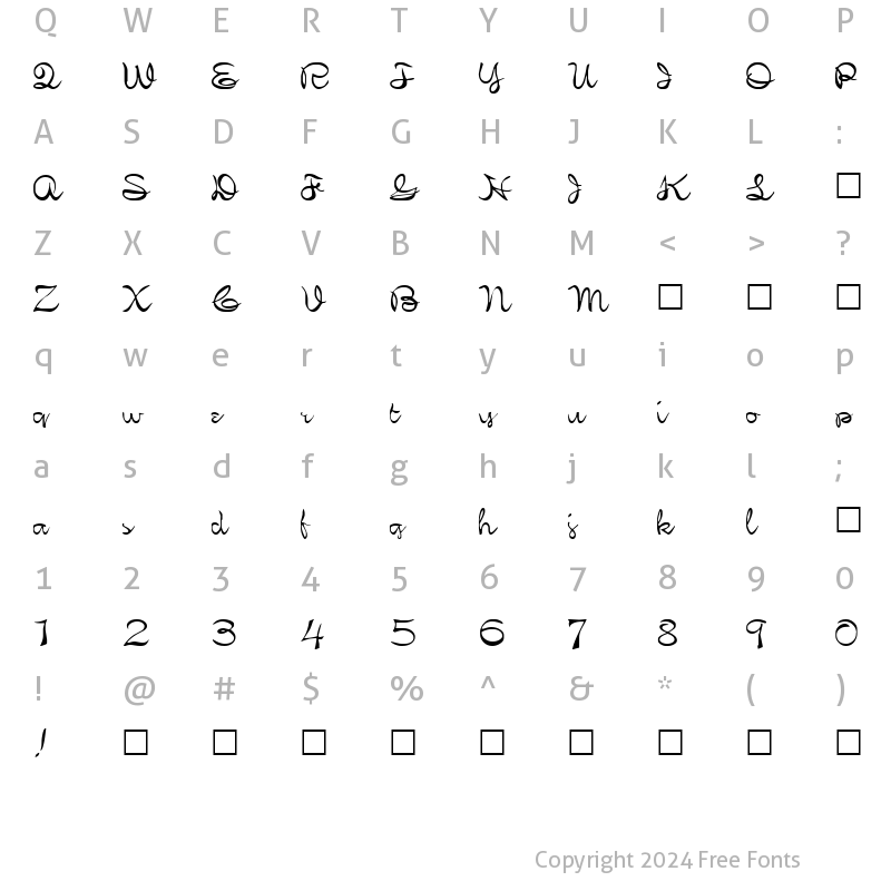 Character Map of FZ SCRIPT 21 EX Normal