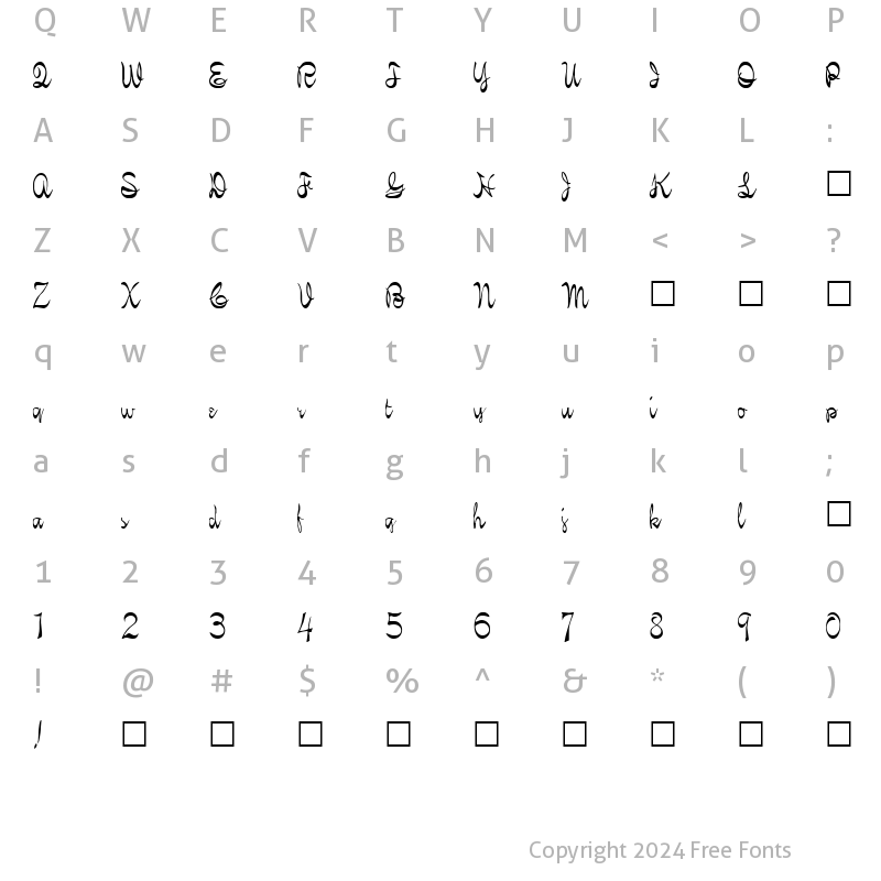 Character Map of FZ SCRIPT 21 Normal