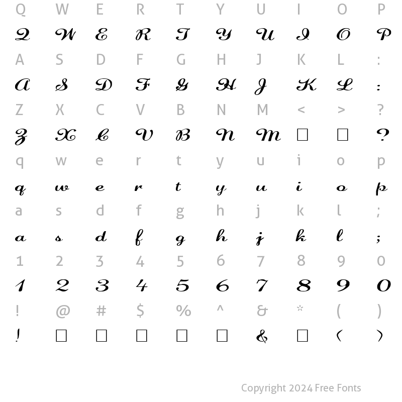 Character Map of FZ SCRIPT 22 EX Normal