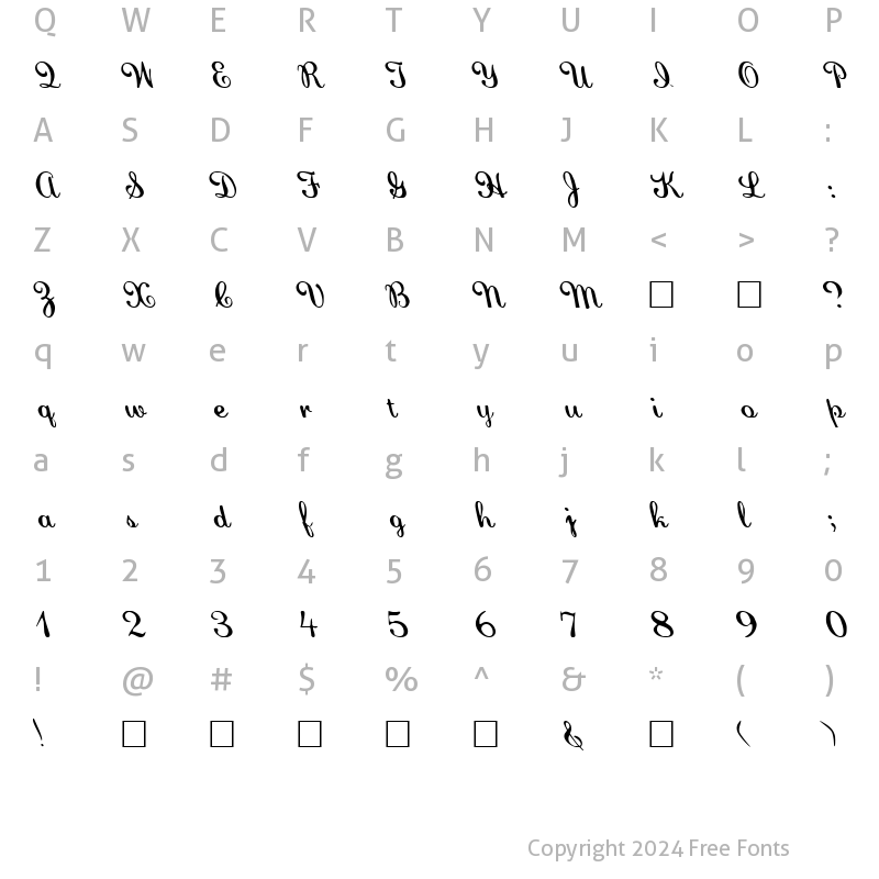 Character Map of FZ SCRIPT 22 LEFTY Normal