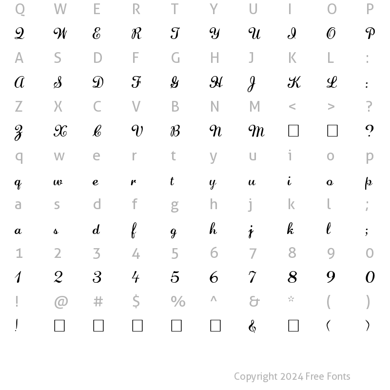 Character Map of FZ SCRIPT 22 Normal