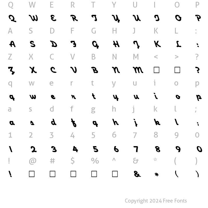 Character Map of FZ SCRIPT 23 LEFTY Normal