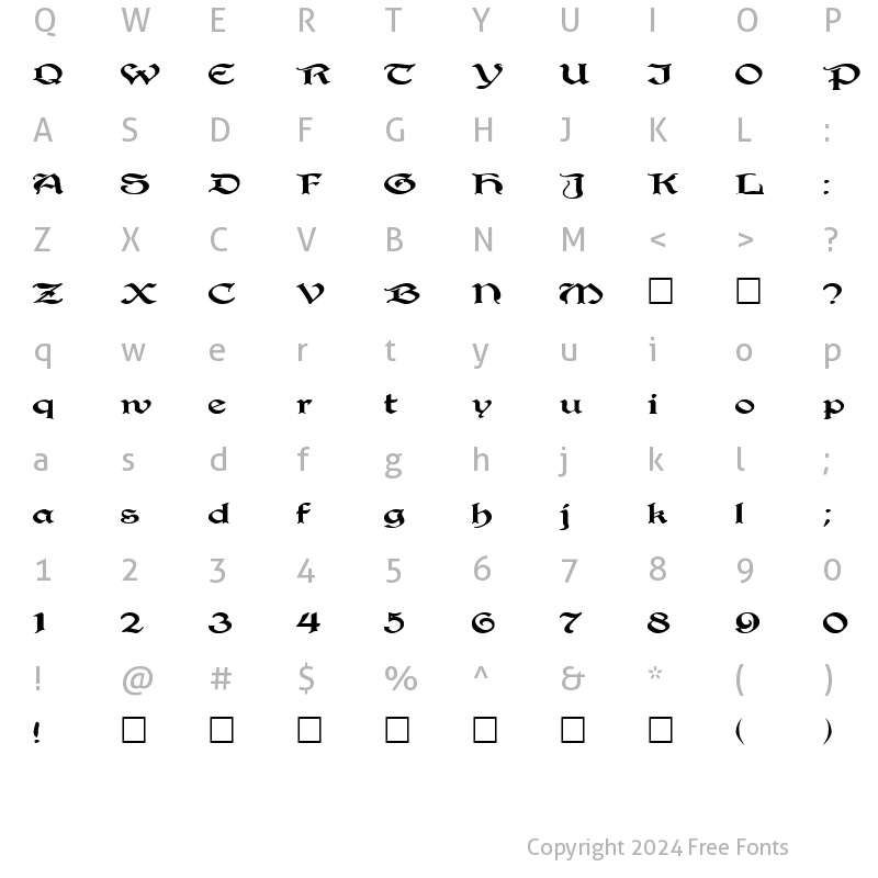 Character Map of FZ SCRIPT 25 EX Normal