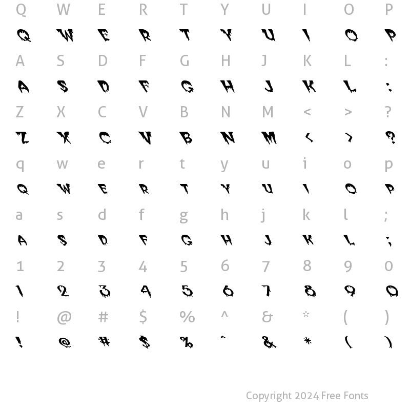 Character Map of FZ UNIQUE 10 LEFTY Normal