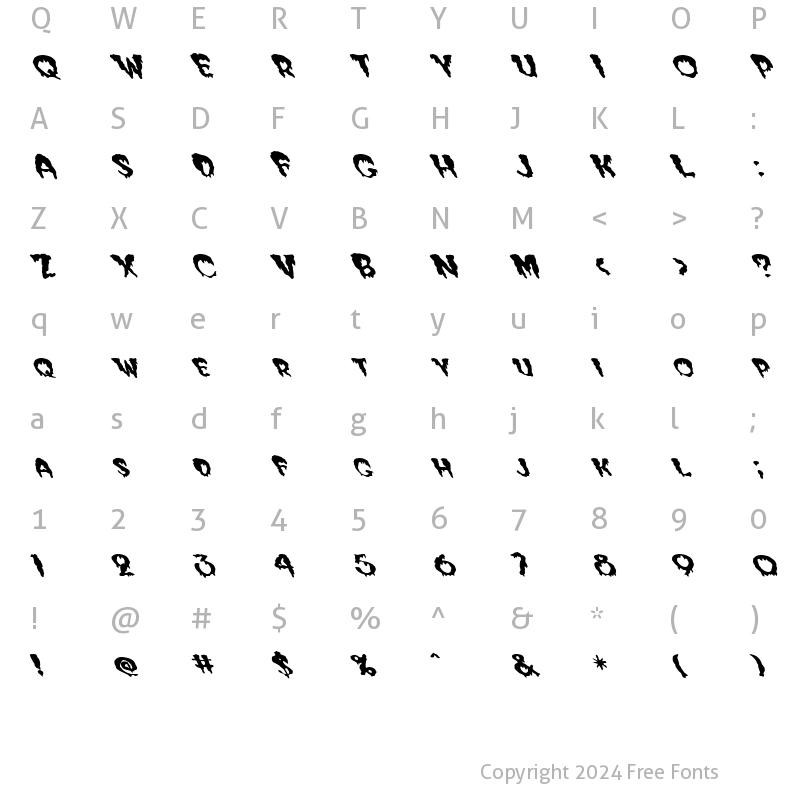 Character Map of FZ UNIQUE 10 MANGLED LEFTY Normal