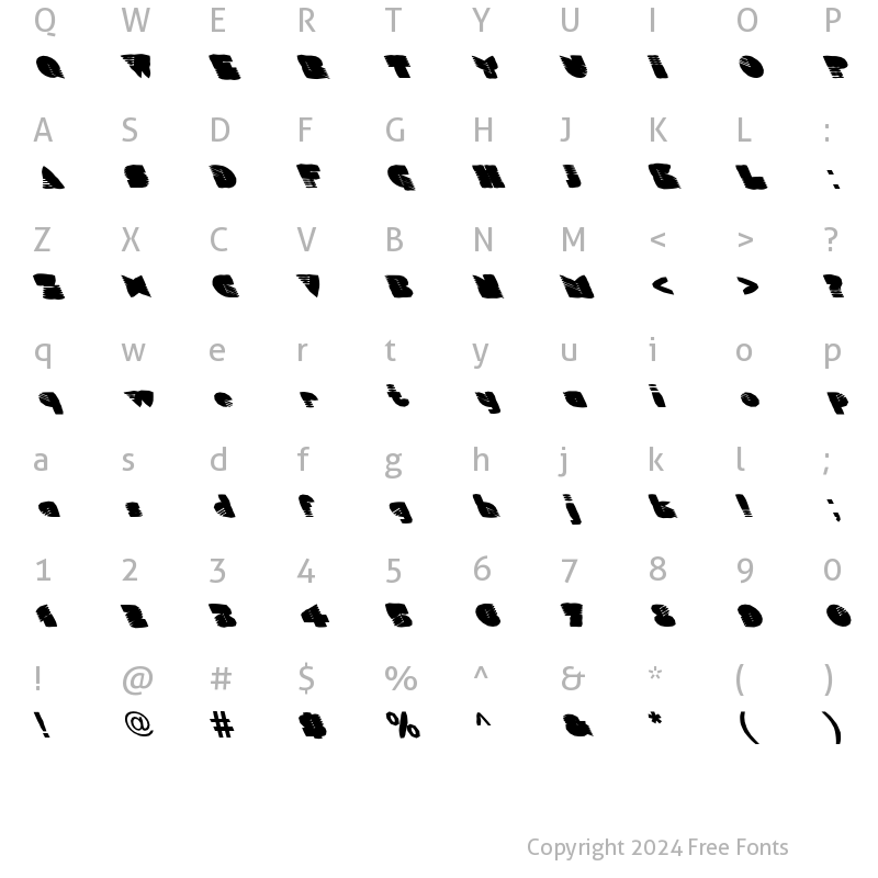 Character Map of FZ UNIQUE 11 MANGLED LEFTY Normal