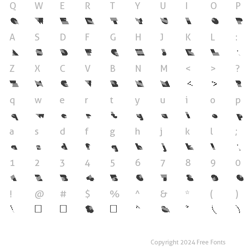 Character Map of FZ UNIQUE 11 STRIPED LEFTY Normal