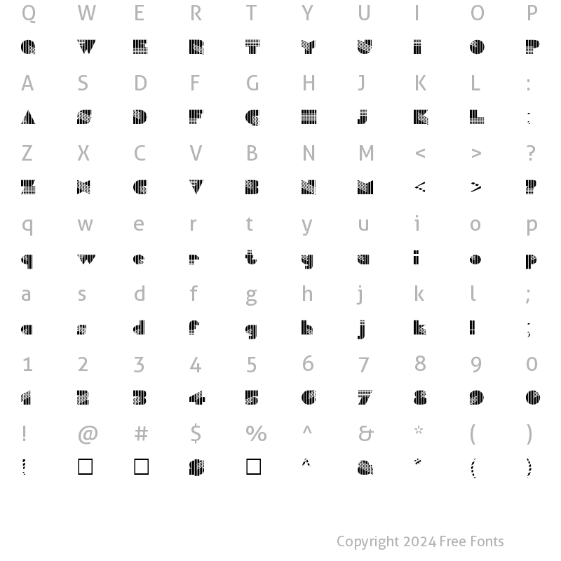 Character Map of FZ UNIQUE 11 STRIPED Normal