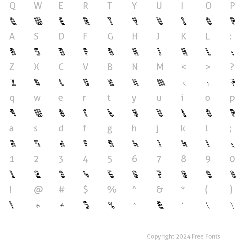 Character Map of FZ UNIQUE 13 LEFTY Normal