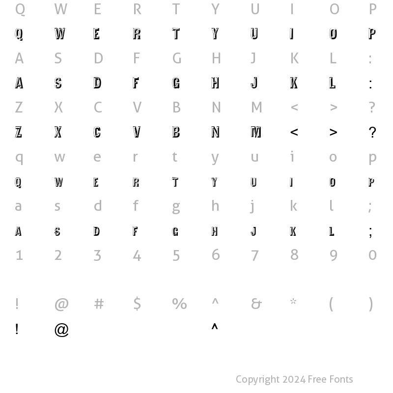 Character Map of FZ UNIQUE 16 Normal