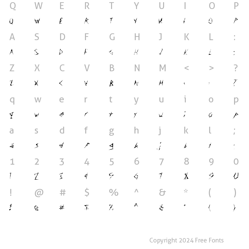 Character Map of FZ UNIQUE 17 HOLEY Normal