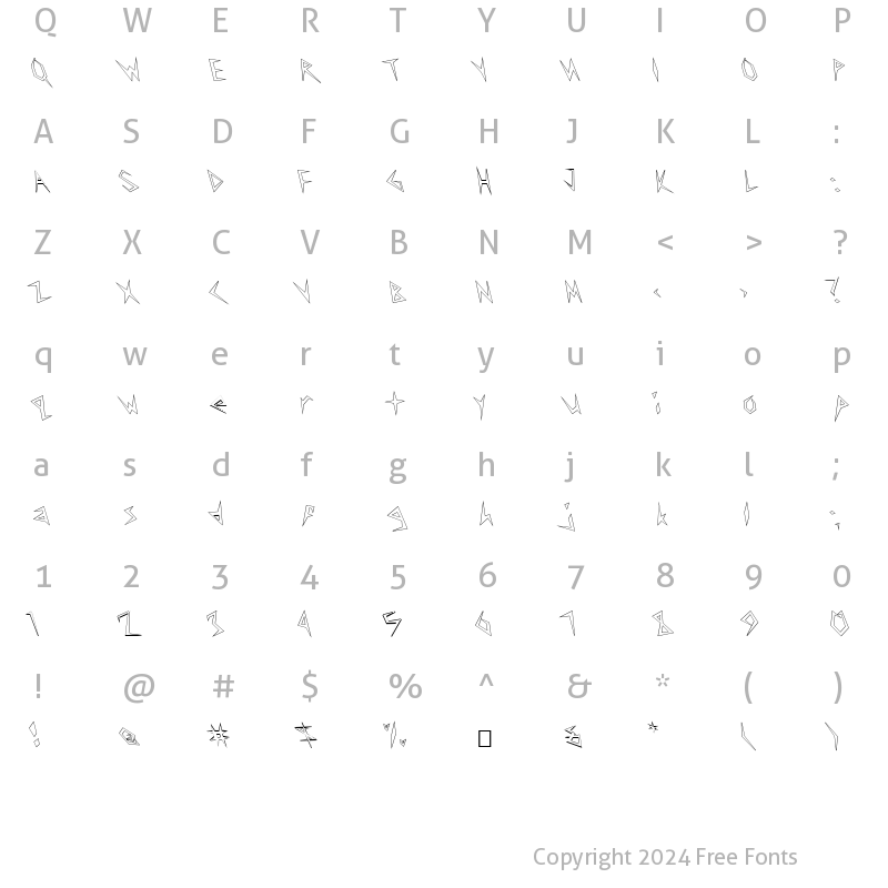 Character Map of FZ UNIQUE 17 HOLLOW LEFTY Normal