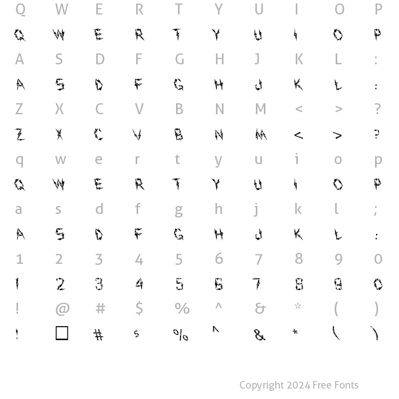 Character Map of FZ UNIQUE 19 CRACKED LEFTY Normal