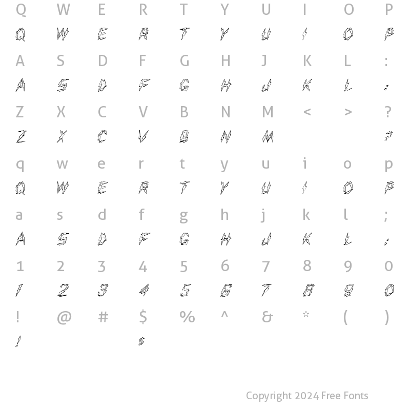 Character Map of FZ UNIQUE 19 HOLLOW Normal