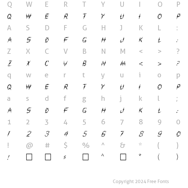 Character Map of FZ UNIQUE 19 STRIPED Normal