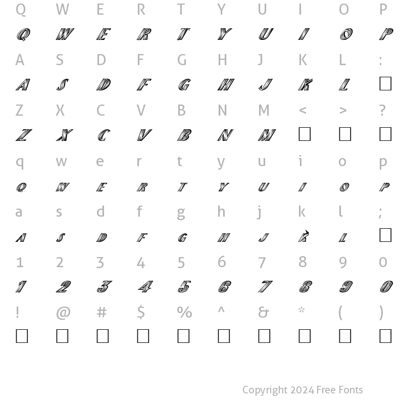 Character Map of FZ UNIQUE 2 ITALIC Heavy