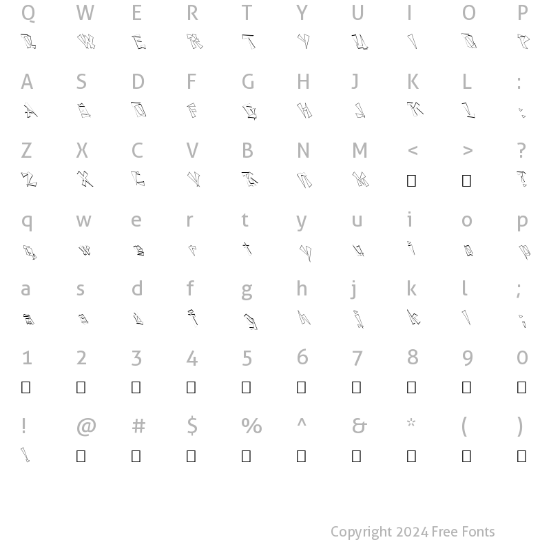 Character Map of FZ UNIQUE 21 HOLLOW LEFTY Normal