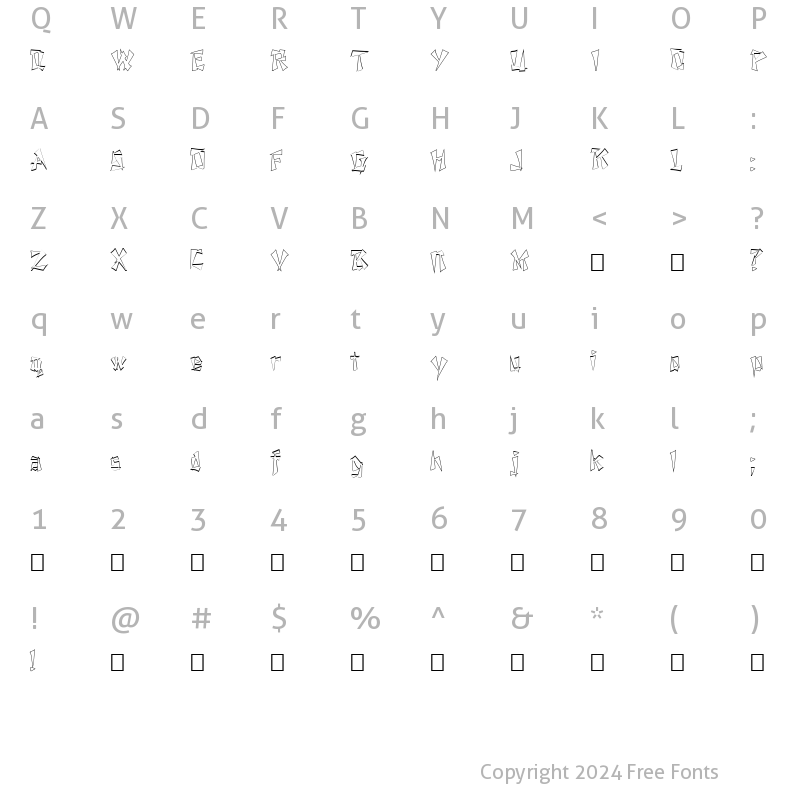 Character Map of FZ UNIQUE 21 HOLLOW Normal