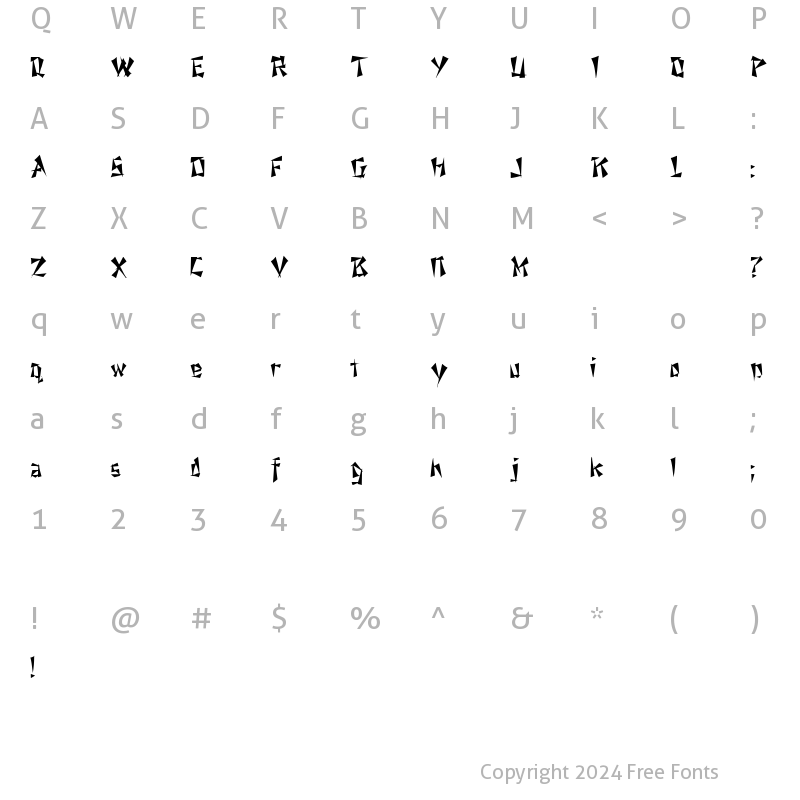 Character Map of FZ UNIQUE 21 Normal