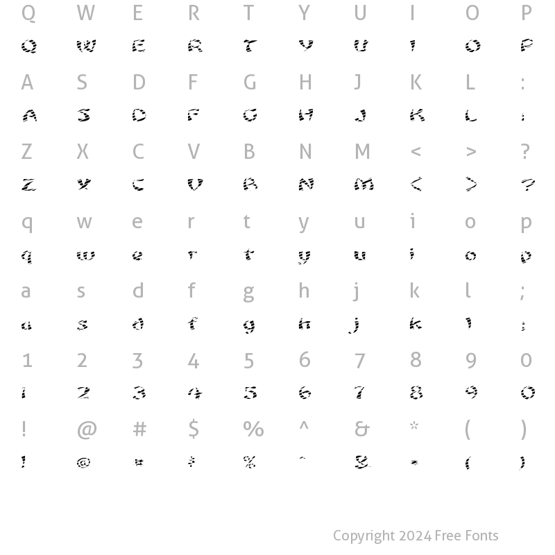Character Map of FZ UNIQUE 22 STRIPED EX Normal