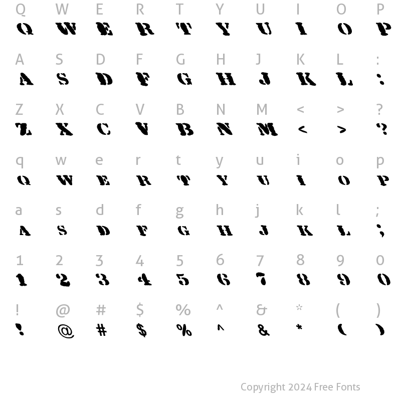 Character Map of FZ UNIQUE 25 MANGLED LEFTY Normal