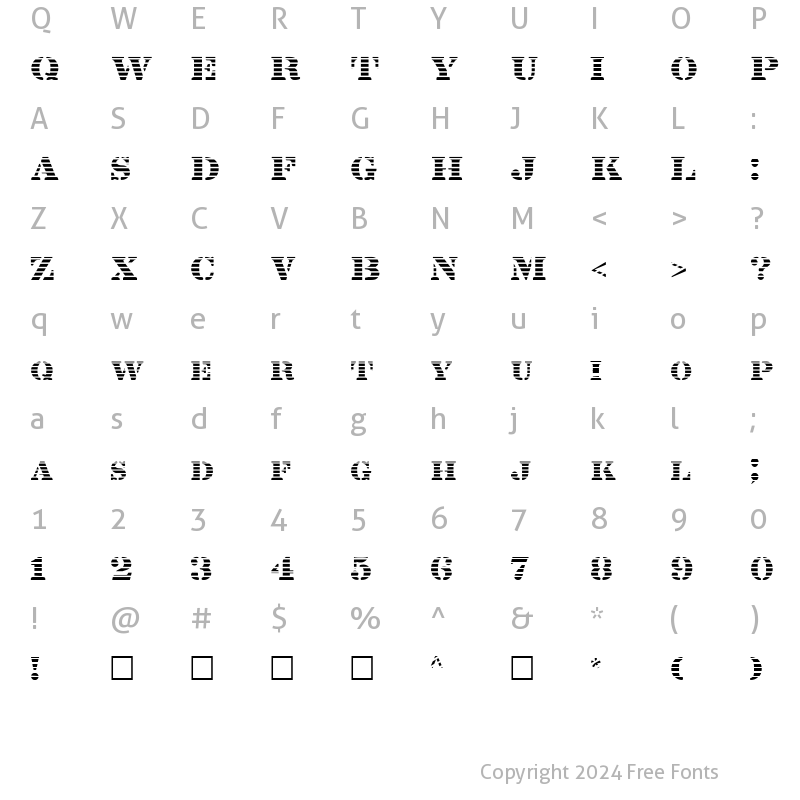 Character Map of FZ UNIQUE 25 STRIPED Normal