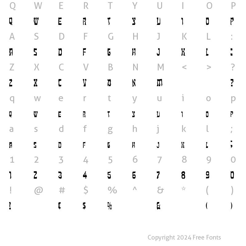 Character Map of FZ UNIQUE 27 Normal