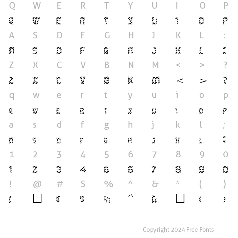 Character Map of FZ UNIQUE 27 STRIPED EX Normal