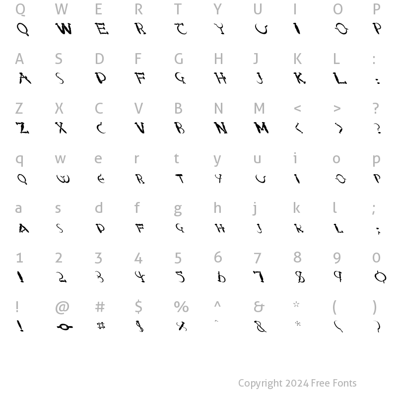 Character Map of FZ UNIQUE 28 MANGLED LEFTY Normal