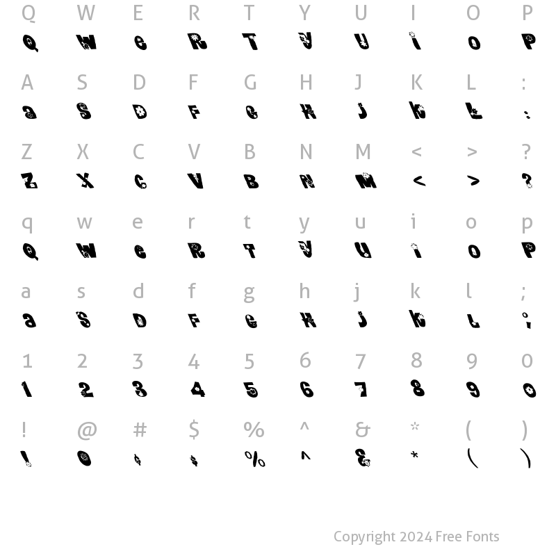 Character Map of FZ UNIQUE 3 MANGLED LEFTY Normal