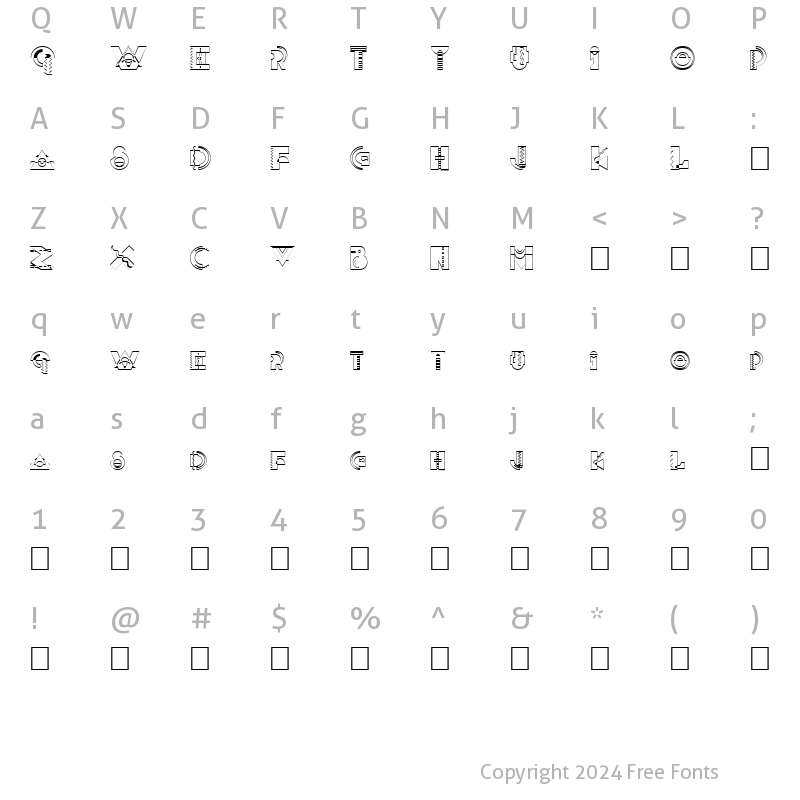 Character Map of FZ UNIQUE 36 HOLLOW Normal