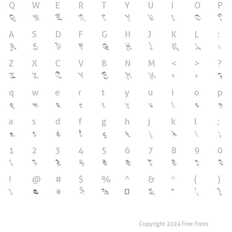 Character Map of FZ UNIQUE 38 HOLLOW LEFTY Normal