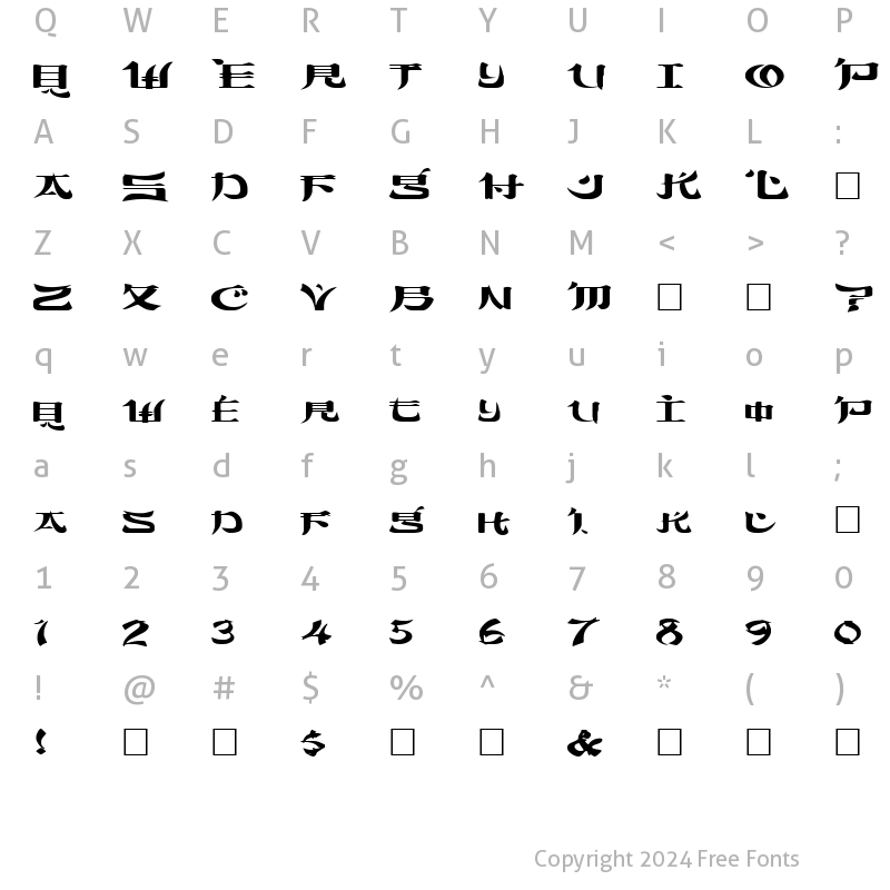 Character Map of FZ UNIQUE 46 EX Normal