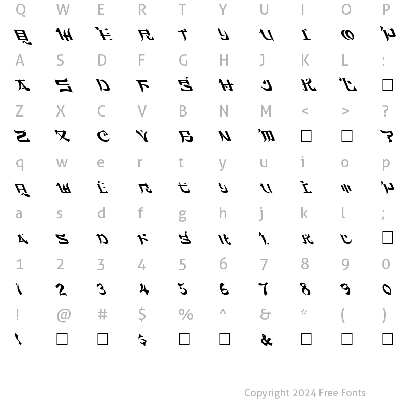 Character Map of FZ UNIQUE 46 LEFTY Normal