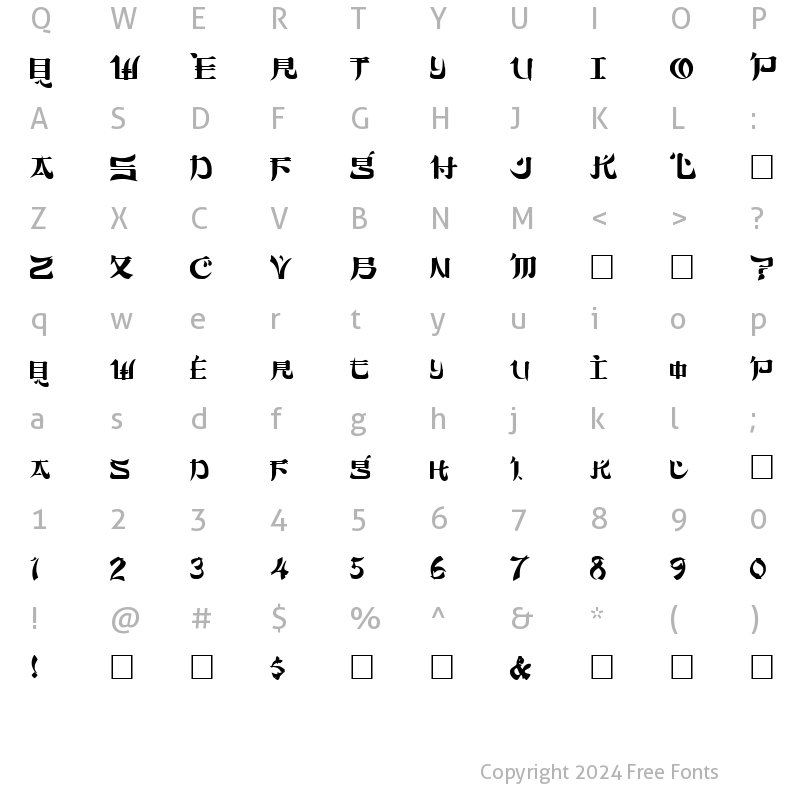 Character Map of FZ UNIQUE 46 Normal