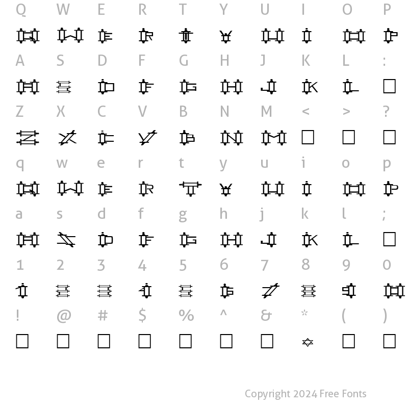 Character Map of FZ UNIQUE 47 EX Normal