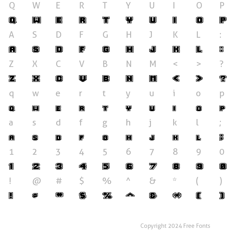 Character Map of FZ UNIQUE 49 EX Normal