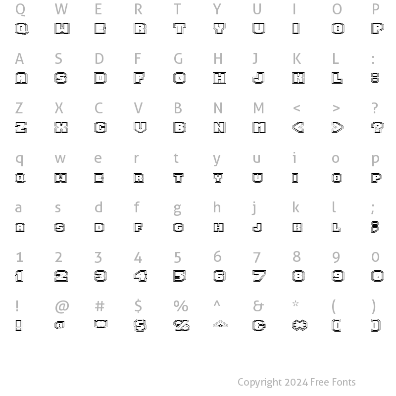 Character Map of FZ UNIQUE 49 HOLLOW EX Normal