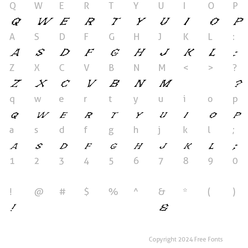 Character Map of FZ UNIQUE 5 ITALIC Normal