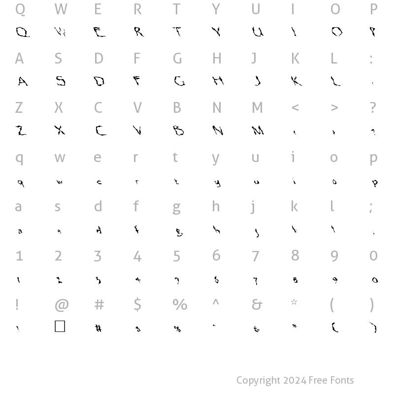 Character Map of FZ WACKY 13 LEFTY Normal