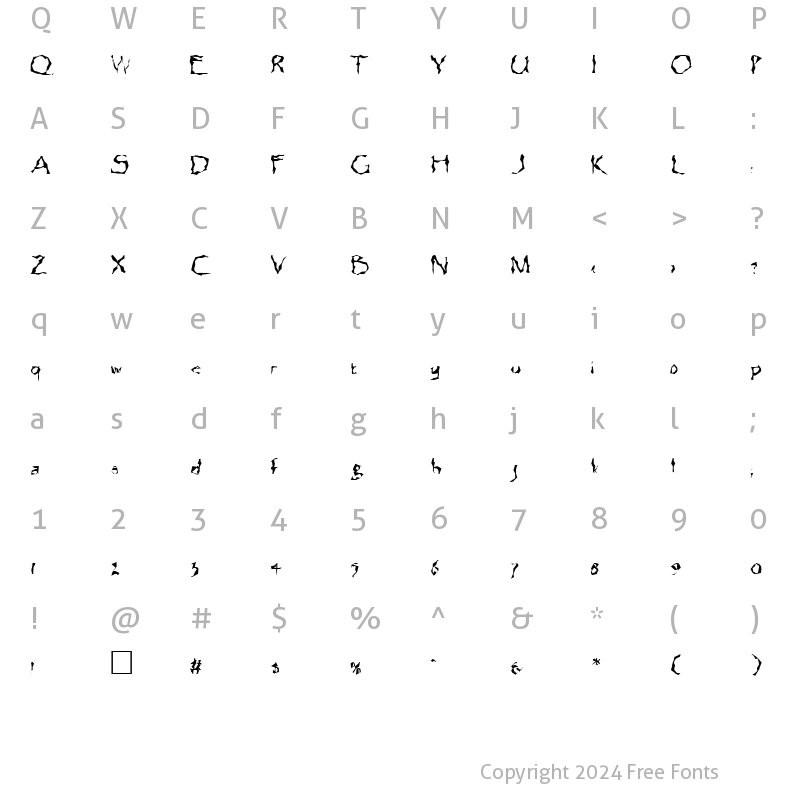 Character Map of FZ WACKY 13 Normal