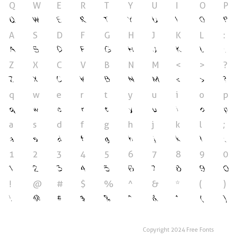 Character Map of FZ WACKY 14 LEFTY Normal