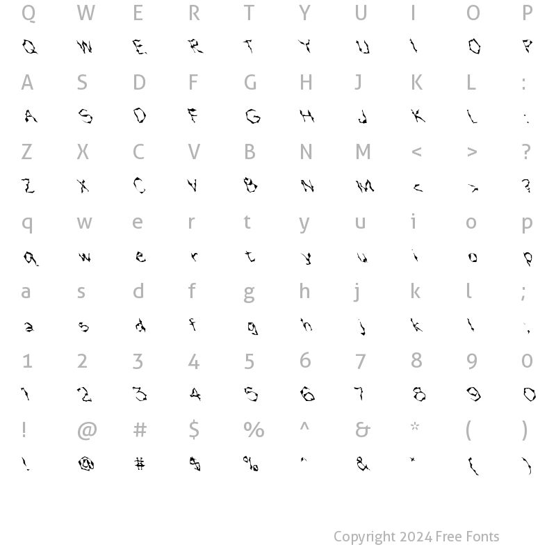 Character Map of FZ WACKY 15 LEFTY Normal