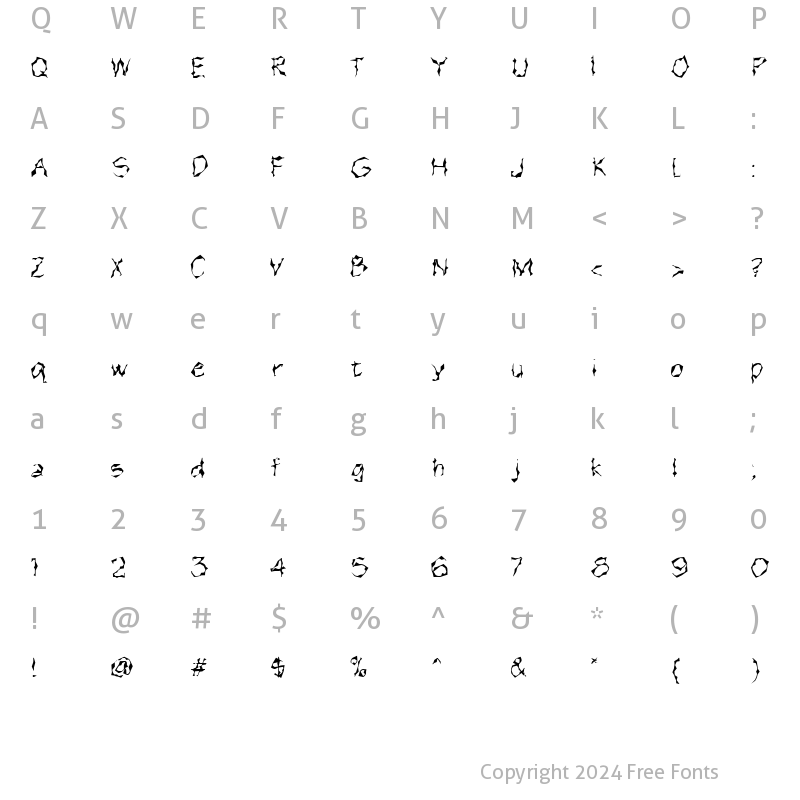 Character Map of FZ WACKY 15 Normal