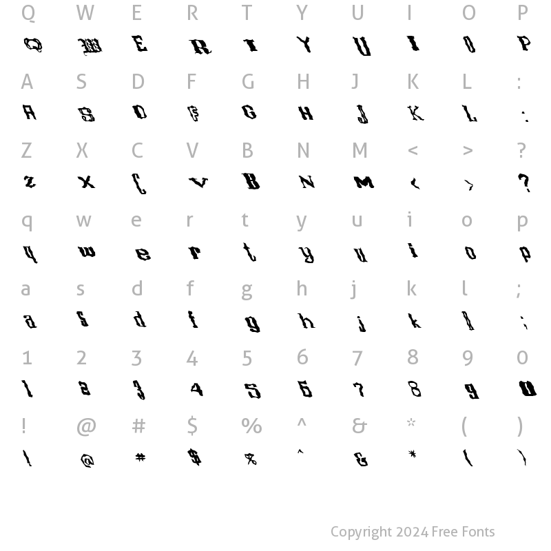 Character Map of FZ WACKY 16 LEFTY Normal