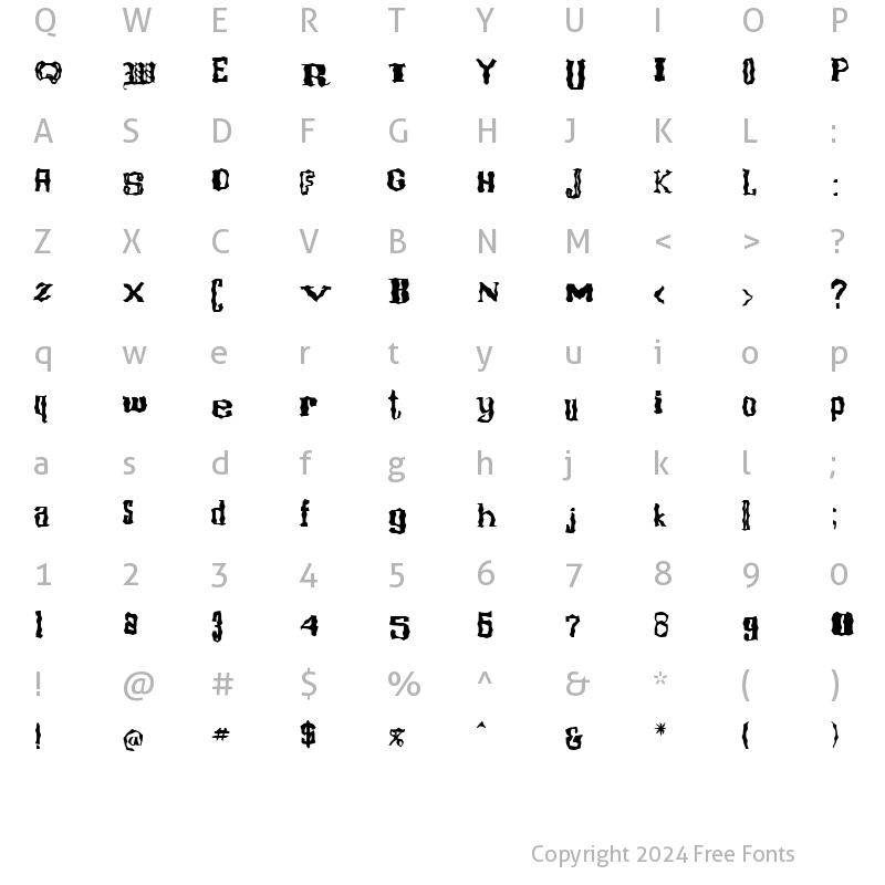 Character Map of FZ WACKY 16 Normal